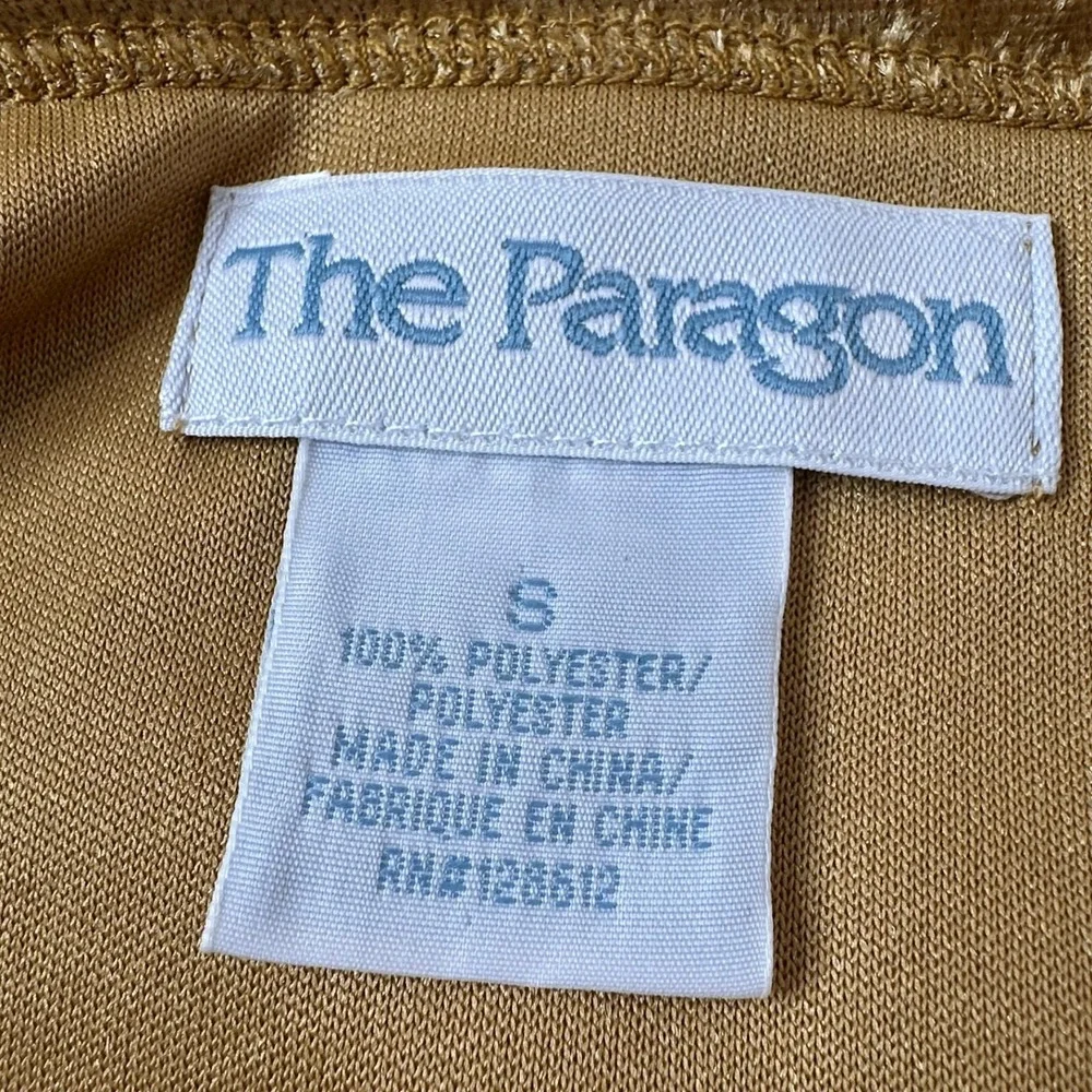 The Paragon Womens Boho Whimsical 90s Top Sz S Gold Crushed Velvet Long Sleeve
